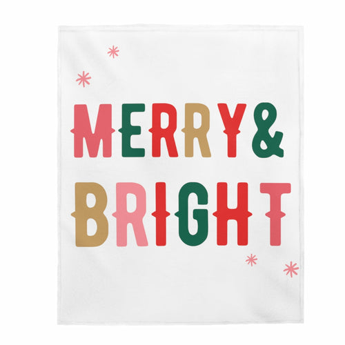 Christmas Holiday Merry & Bright Plush Blanket Throw