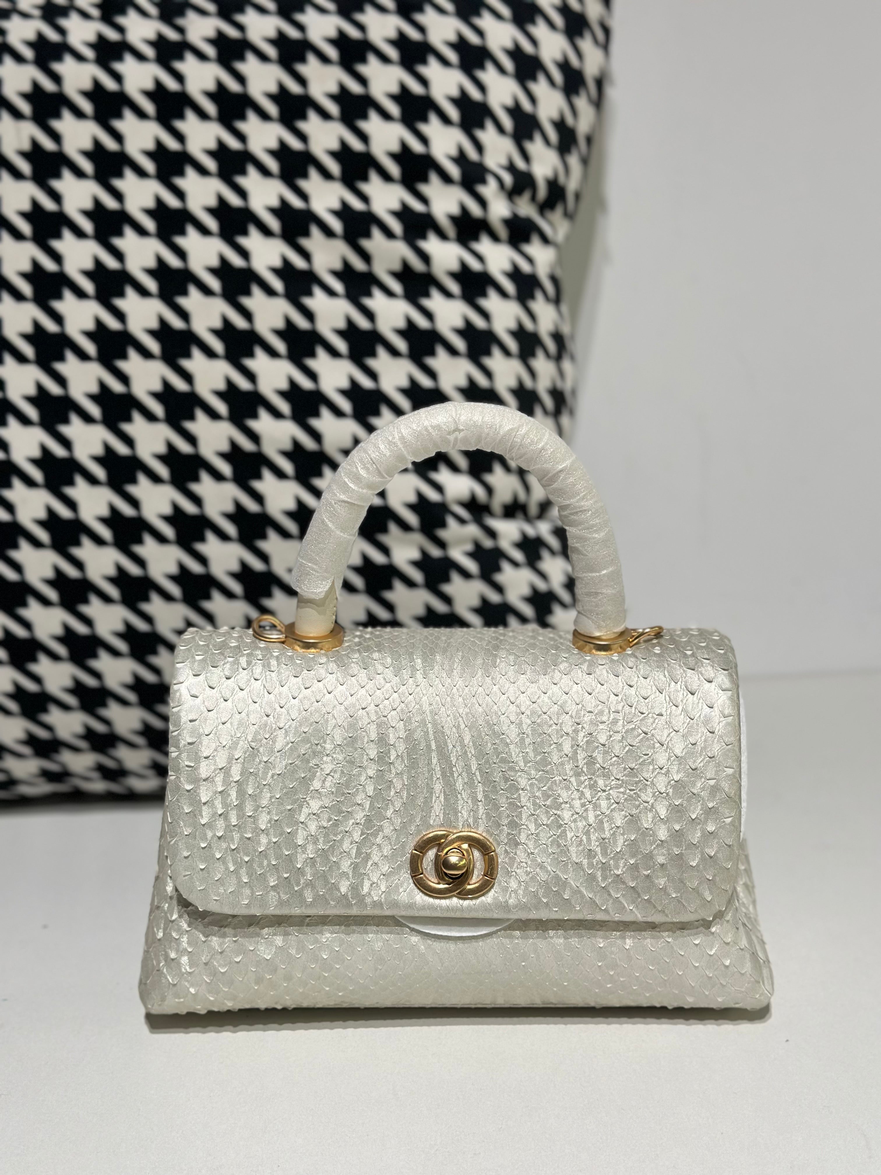 Genuine Python Skin Leather Top Handle Cross Body Bags