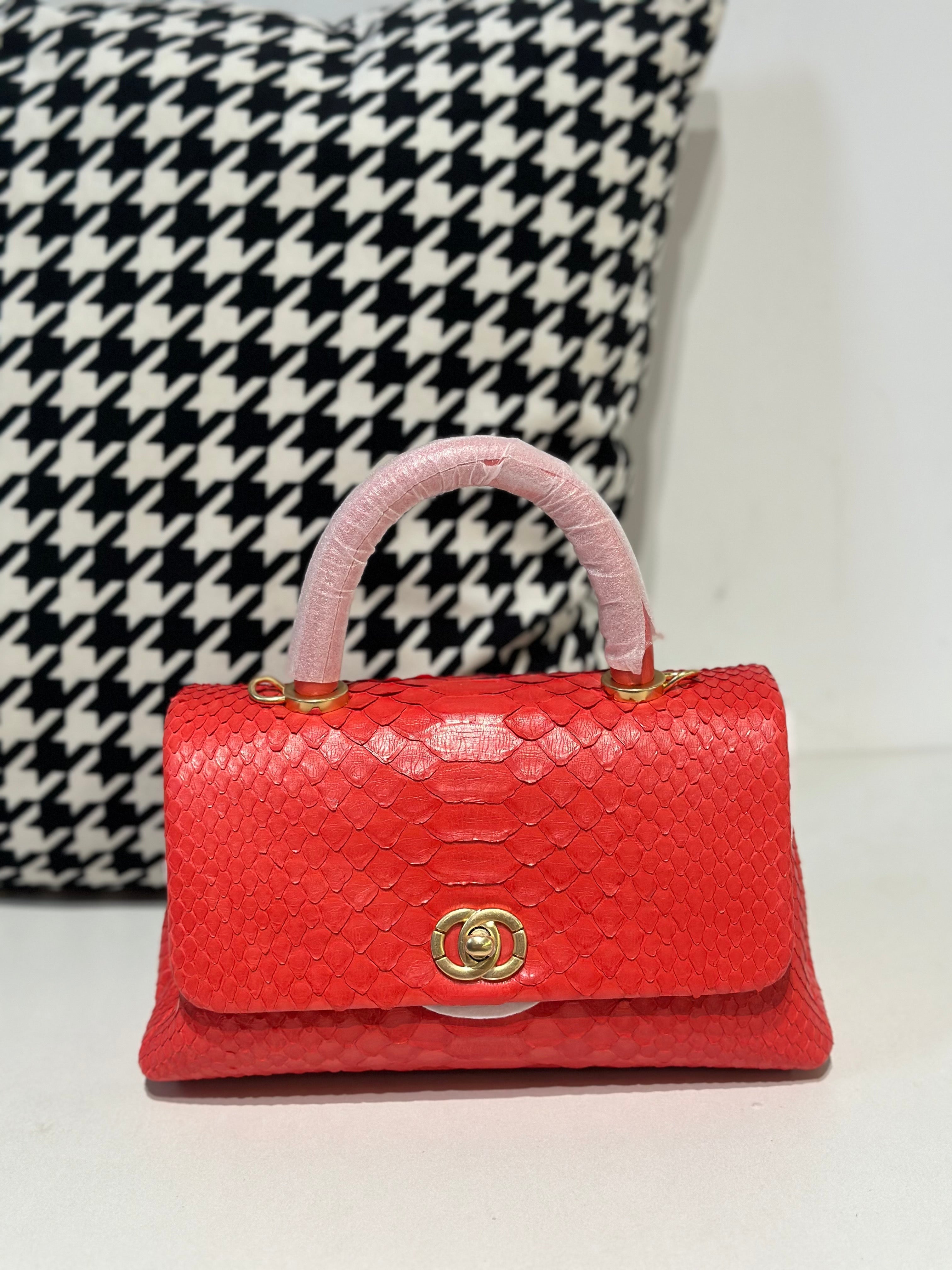 Genuine Python Skin Leather Top Handle Cross Body Bags