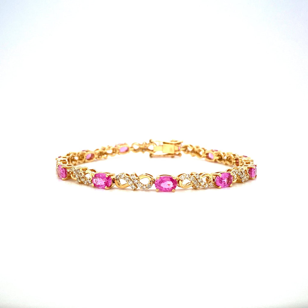 Pink Sapphire Bracelet in 14K Yellow Gold - KGD 41383