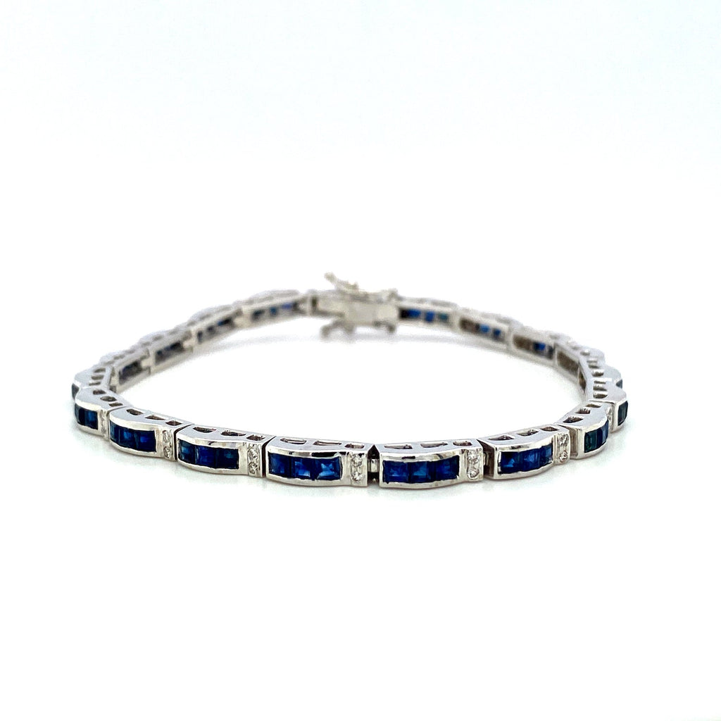 Sapphire and Diamond Bracelet in 14K White Gold - KGD 41519