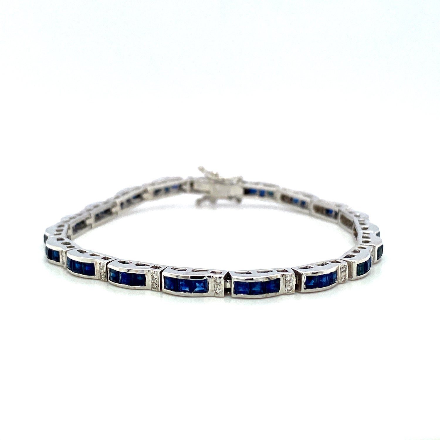 Sapphire and Diamond Bracelet in 14K White Gold - KGD 41519