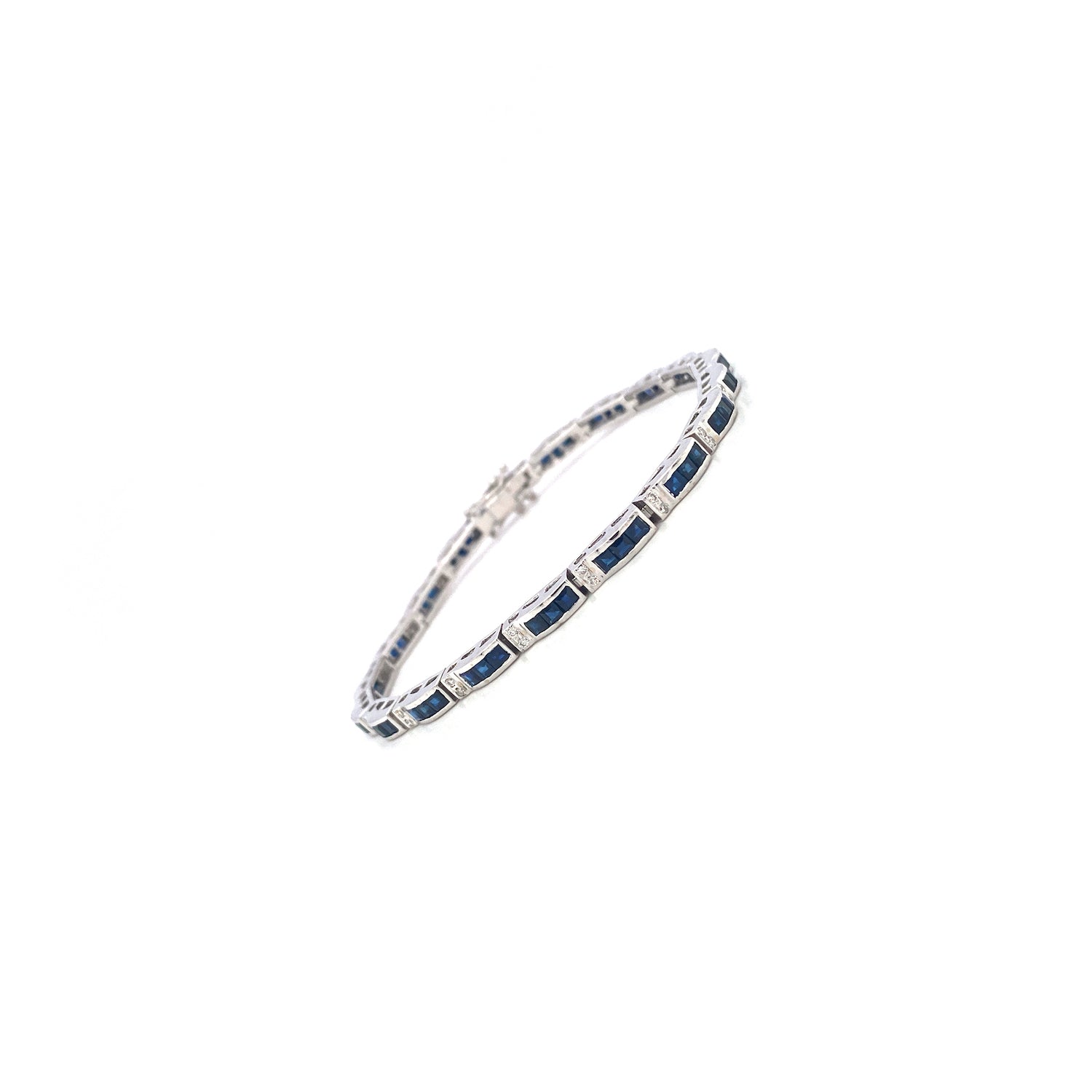 Sapphire and Diamond Bracelet in 14K White Gold - KGD 41519