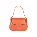 RB1030AM | EMMA Women's Shoulder Bag with flap in Genuine Leather Made in Italy. Polished Silver metal hardware - Paprika color - Dimensions: 24 x 18 x 9 cm + 14.5 (Handle light)