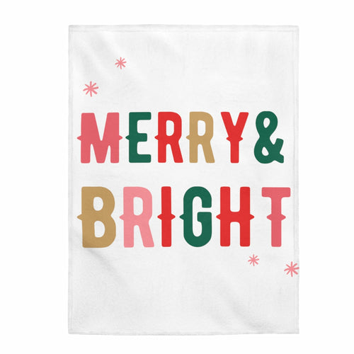 Christmas Holiday Merry & Bright Plush Blanket Throw